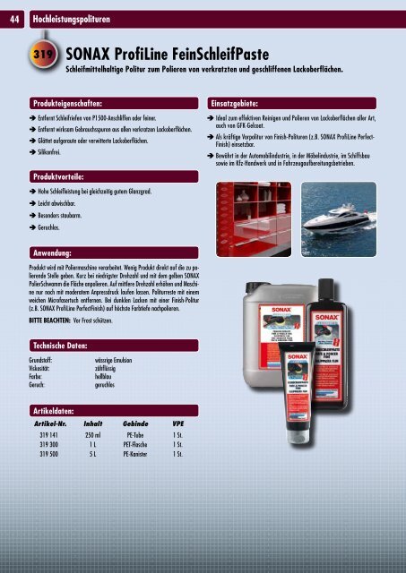 Das SONAX Programm für Industrie & Handwerk