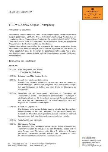 THE WEDDING Zeitplan Triumphzug - Heidelberg Marketing GmbH