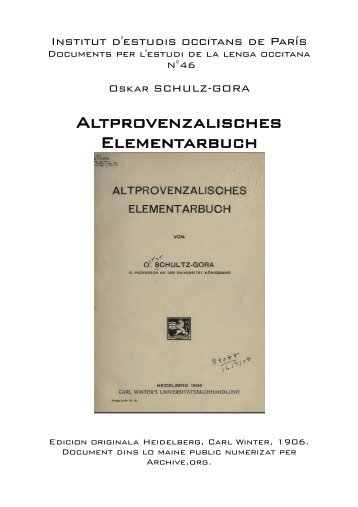 Altprovenzalisches Elementarbuch - IEO París - Free