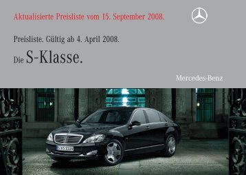 Preisliste Mercedes-Benz S-Klasse Limousine (W/V221) vom 15.09.2008.