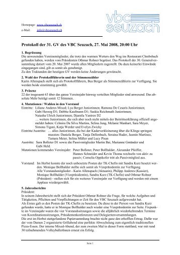 Protokoll GV 2008 [.pdf] - Volleyballclub Seuzach