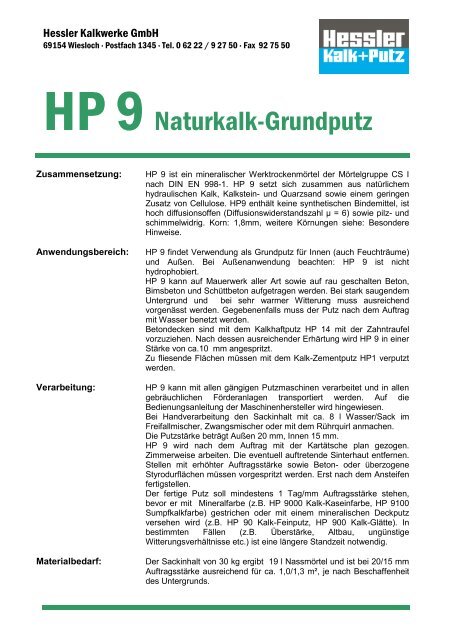 HP 9Naturkalk-Grundputz - NaturBauHof