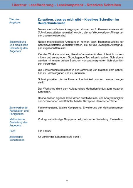 "Kreative Unterrichtspraxis und Schulkultur" 2 - Schule