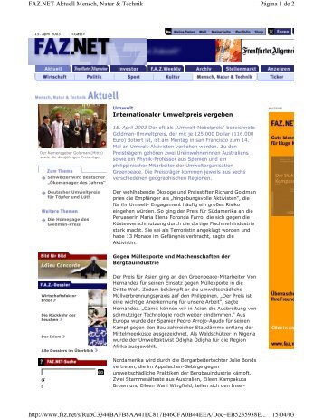 Página 1 de 2 FAZ.NET Aktuell Mensch, Natur & Technik 15/04/03 ...