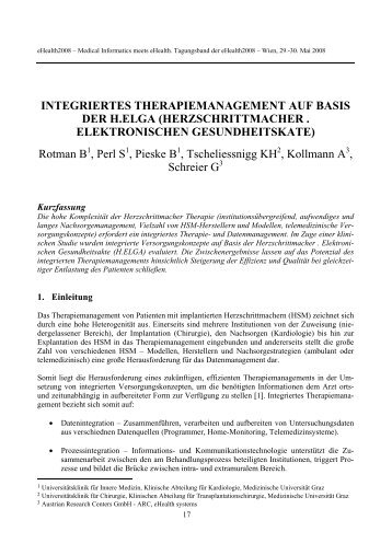 INTEGRIERTES THERAPIEMANAGEMENT AUF BASIS DER H.ELGA