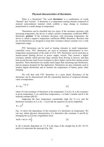 Physical characteristics of thermistor.