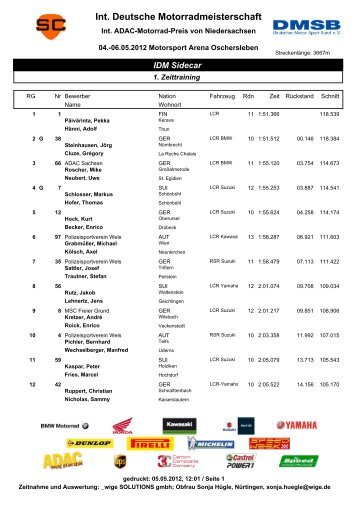 Zeittraining 1 - Motorsport Arena Oschersleben