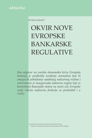 okvir nove evropske bankarske regulative - Udruženje banaka Srbije