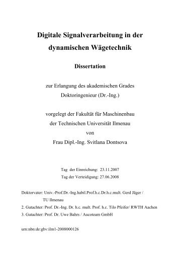 Digitale Signalverarbeitung in der dynamischen Wägetechnik