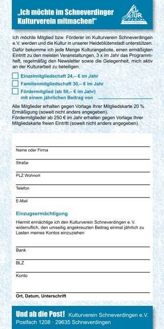 Kulturverein Schneverdingen e. V. Programm Januar Februar März ...