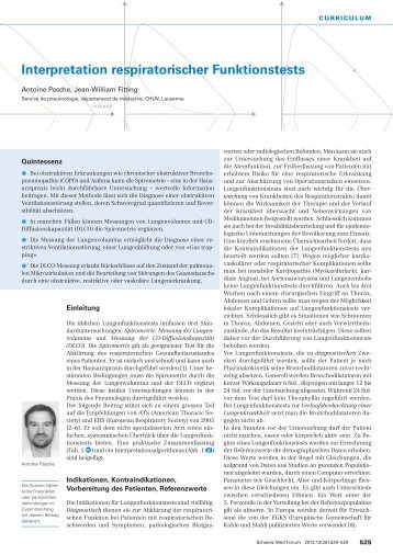 Interpretation respiratorischer Funktionstests - Swiss Medical Forum