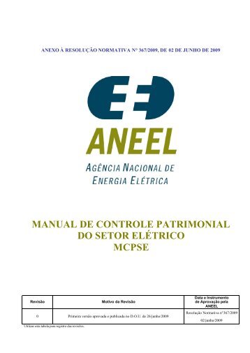 manual de controle patrimonial do setor elétrico mcpse - Aneel