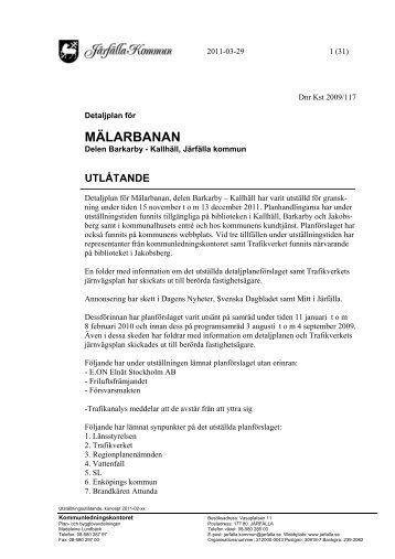 07 6 Mälarbanan Utlåtande 2011-03-29.pdf - Järfälla