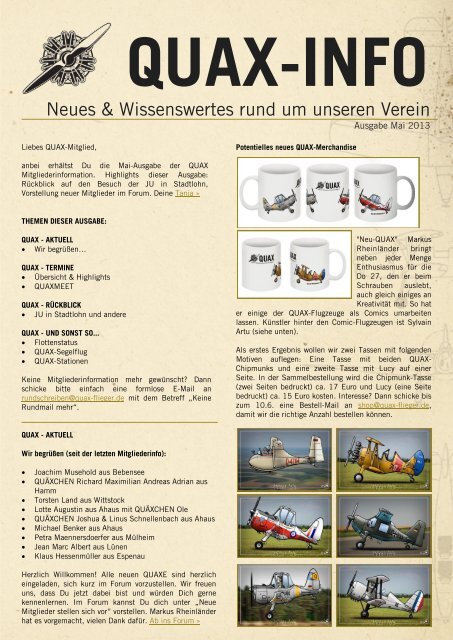 Neues & Wissenswertes rund um unseren Verein - QUAX-Flieger