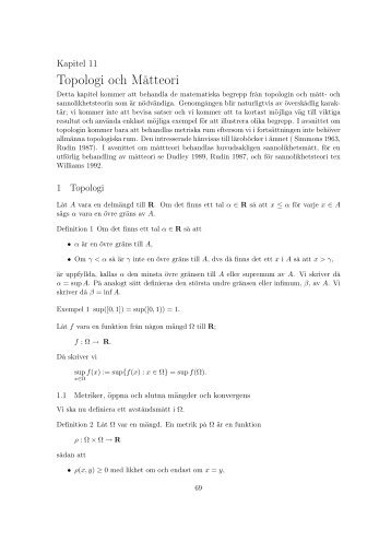 topologi och mått-teori.