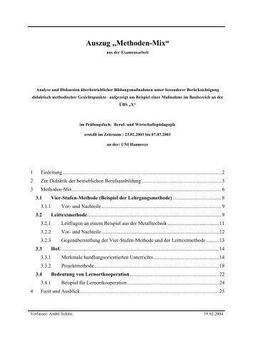 Auszug „Methoden-Mix“ - HPI