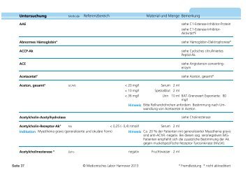 Leistungsverzeichnis A-Z - Medizinisches LABOR Hannover