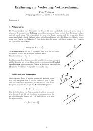 Ergänzung zur Vorlesung: Vektorrechnung