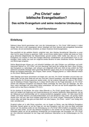 „Pro Christ“ oder biblische Evangelisation? - Bibelkreis.ch