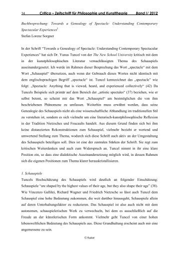 34 Critica – Zeitschrift für Philosophie und Kunsttheorie Band I/ 2012 ...