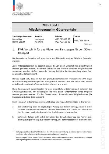 MERKBLATT Mietfahrzeuge im Güterverkehr