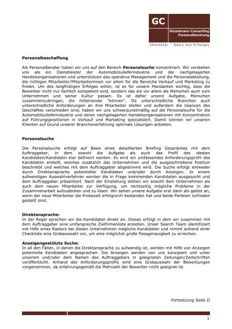 PDF-Version - Gieselmann Consulting - Personalberatung: Home