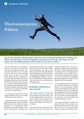 (Interview Magazin): Motivorientiertes Führen - Heinz Léon Wyssling