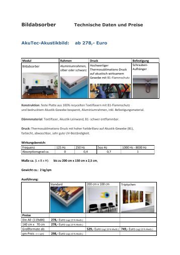 Technische Daten und Preise (PDF) - AkuTec