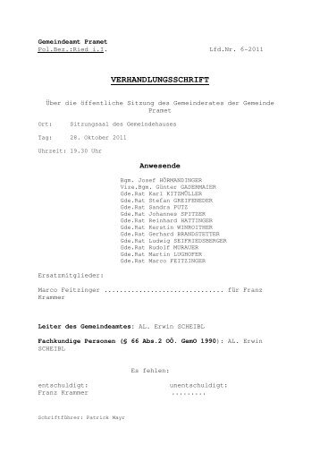 GRS 6/2011 (92 KB) - .PDF - Gemeinde Pramet - Land Oberösterreich