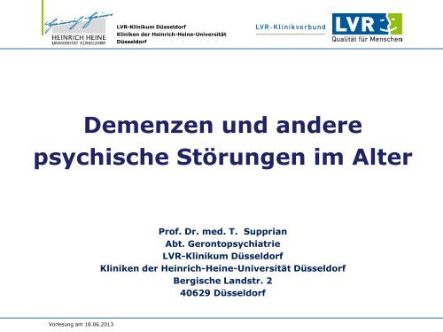 Supprian Vorlesungsfolien SS2013.pdf - LVR-Klinikum Düsseldorf