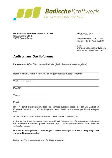 Gasliefervertrags Magazine