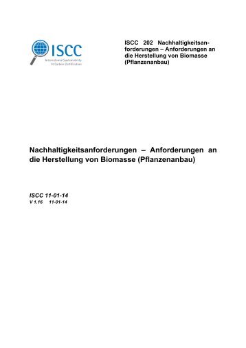 Anforderungen an die Herstellung von Biomasse - ISCC System