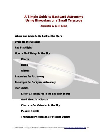 A Simple Guide to Backyard Astronomy Using ... - Beigel, Carol