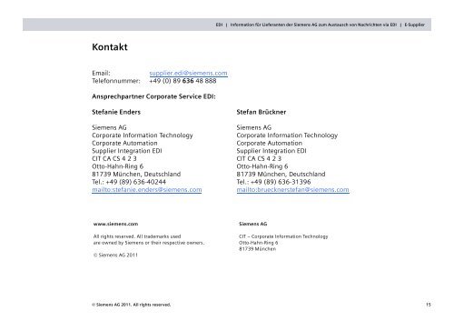 eSupplier Info für Lieferanten - Siemens