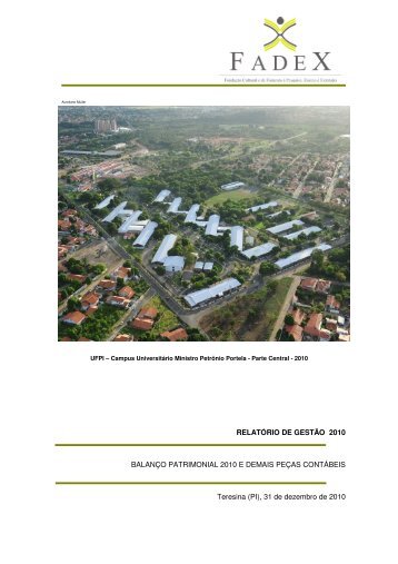 RELATÓRIO DE GESTÃO 2010 BALANÇO PATRIMONIAL ... - FADEX