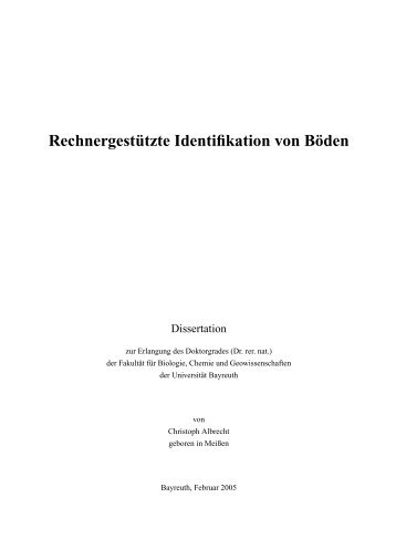 Rechnergestützte Identifikation von Böden - OPUS Bayreuth ...