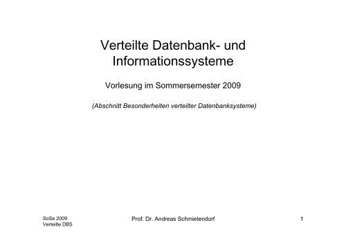 Besonderheiten verteilter Datenbanksysteme - Userpage