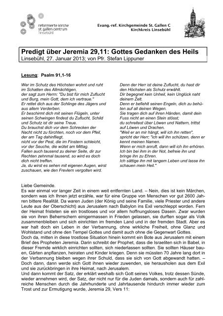 Predigt über Jeremia 29,11: Gottes Gedanken des Heils