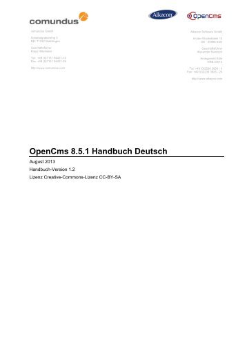 OpenCms 8.5 Handbuch und Erklärungen