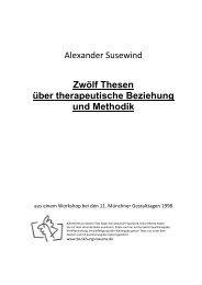 Zwölf Thesen über therapeutische Beziehung und Methodik