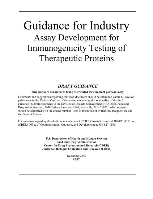 Guidance for Industry - Assay Development