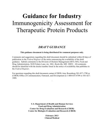 FDA Guidance for Industry - Immunogenicity Assessment for Therapeutic Protein Products