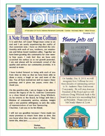 St. Andrews Retirement Community December Newsletter