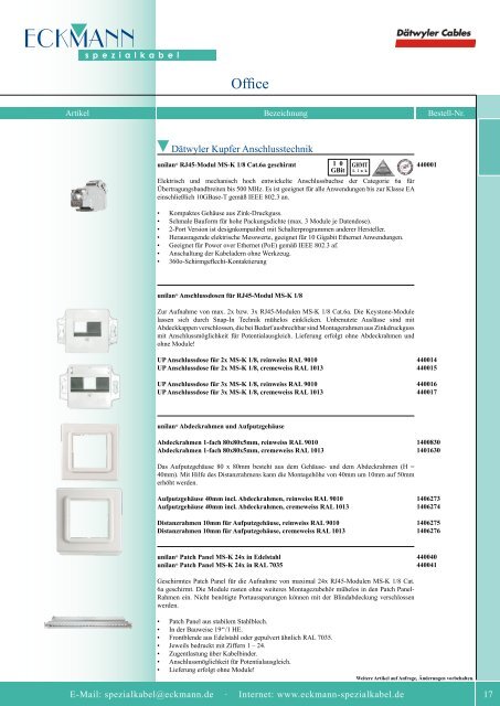 Produkt Katalog Office Industrie Schiff Studio - Eckmann Spezialkabel GmbH