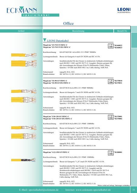 Produkt Katalog Office Industrie Schiff Studio - Eckmann Spezialkabel GmbH