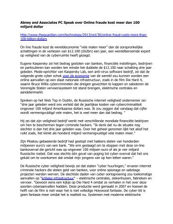 Abney and Associates PC Speak over Online fraude kost meer dan 100 miljard dollar