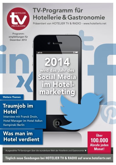 HOTEL TV PROGRAMM Dezember 2014 - 2014 wird das Jahr der Social Media im Hotelmarketing