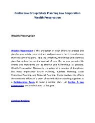 Corliss Law Group Estate Planning Law Corporation Wealth Preservation