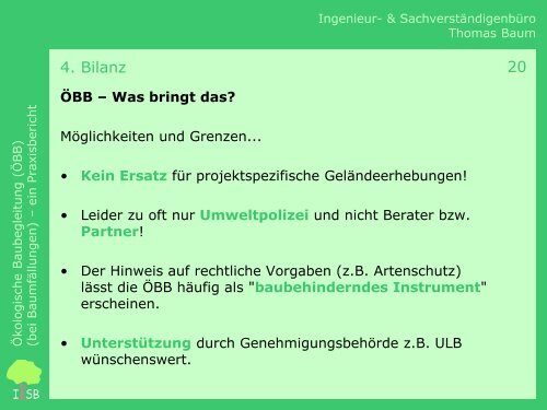 Ökologische Baubegleitung (bei Baumfällungen) – Ein Praxisbericht