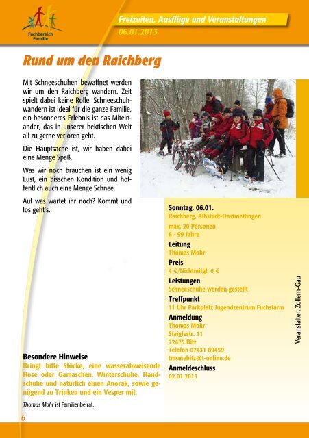 Familien-Programme 2013 im Schwäbischen Albverein.
